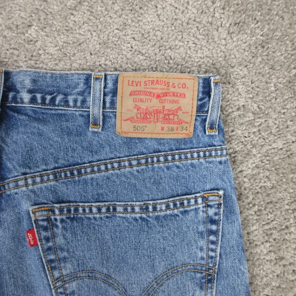 Vintage‎ Levis Jeans Mens 38x34 Blue 505 Regular Straight Denim Pants Y2K 2004